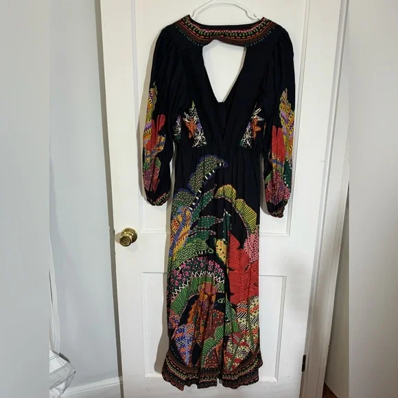 FARM RIO Black Cool Leopards Midi Dress - Picture 6 of 8